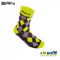 Calzino Ciclismo BRN a scacchi giallo fluo / nero BRN - 1
