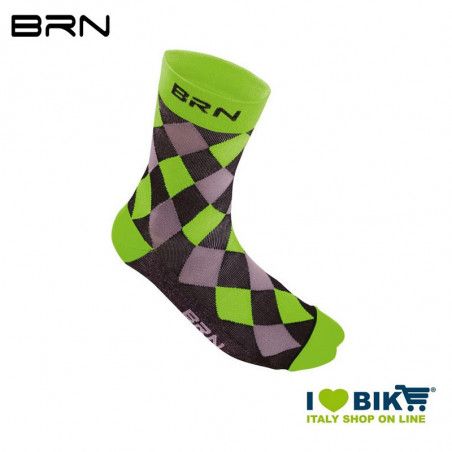 Sock Cycling BRN Chess, green fluo / black BRN - 1