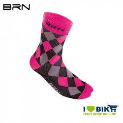 Sock Cycling BRN Chess, fuchsia fluo / black BRN - 1
