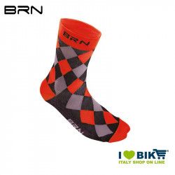 Calzino Ciclismo BRN a scacchi rosso / nero BRN - 1