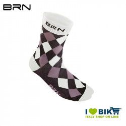 Calzino Ciclismo BRN a scacchi bianco / nero BRN - 1