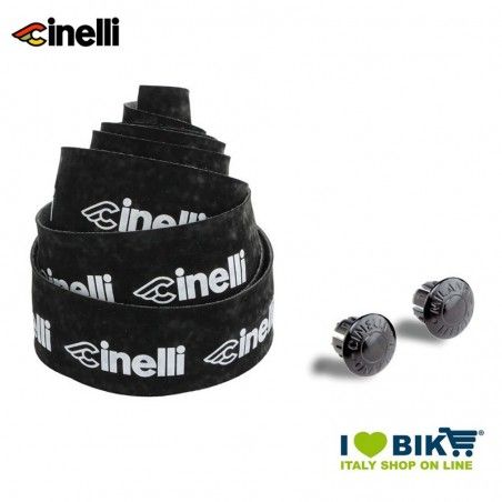 Nastro manubrio Logo Velvet Nero, con tappi crystal  - 1