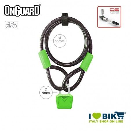 Lucchetto Cavo 120cmx8mmx10mm OnGuard Neon Bull, Verde Fluo OnGuard - 1