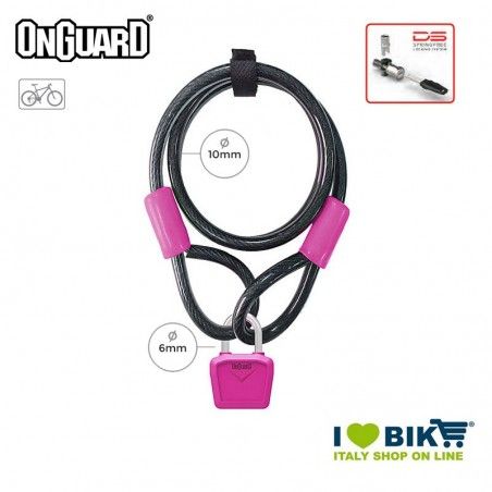 Lucchetto Cavo 120cmx8mmx10mm OnGuard Neon Bull, Fuxia Fluo OnGuard - 1