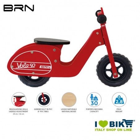 Bici senza pedali in legno BRN VOLA 50, rossa BRN - 1