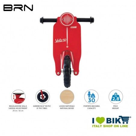 Wooden bike without pedals BRN VOLA 50, red BRN - 2