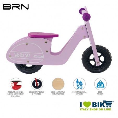 Wooden bike without pedals BRN VOLA 50, Pink BRN - 1
