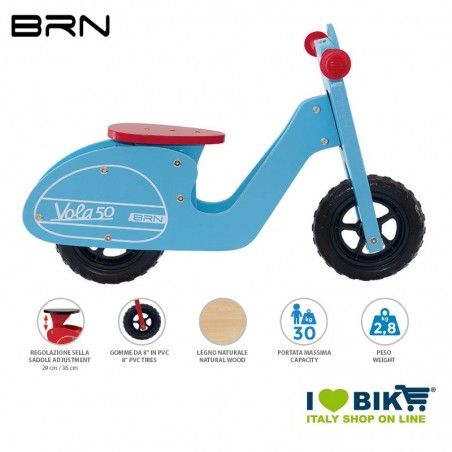 Bici senza pedali in legno BRN VOLA 50, azzurra BRN - 1