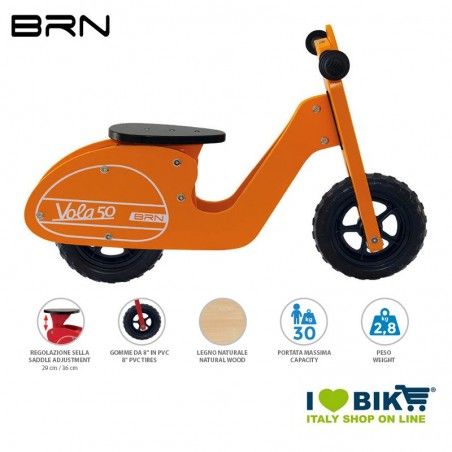 Bici senza pedali in legno BRN VOLA 50, arancione BRN - 1