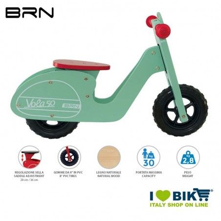 Wooden bike without pedals BRN VOLA 50, Sky Blue BRN - 1