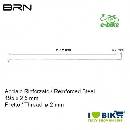 Reinforced spoke with nipple 195 x 2.5 mm, thread 2 mm BRN - 1