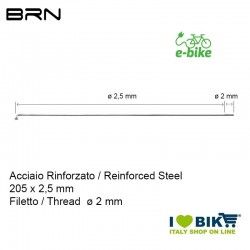 Reinforced spoke with nipple 205 x 2.5 mm, thread 2 mm BRN - 1