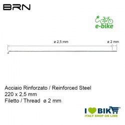 Reinforced spoke with nipple 220 x 2.5 mm, thread 2 mm BRN - 1