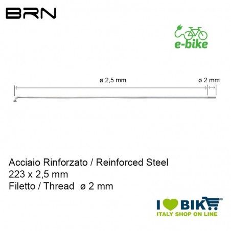 Reinforced spoke with nipple 223 x 2.5 mm, thread 2 mm BRN - 1