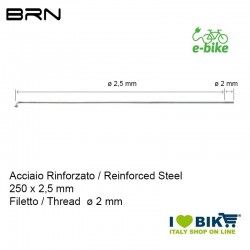 Reinforced spoke with nipple 250 x 2.5 mm, thread 2 mm BRN - 1