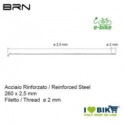 Reinforced spoke with nipple 260 x 2.5 mm, thread 2 mm BRN - 1