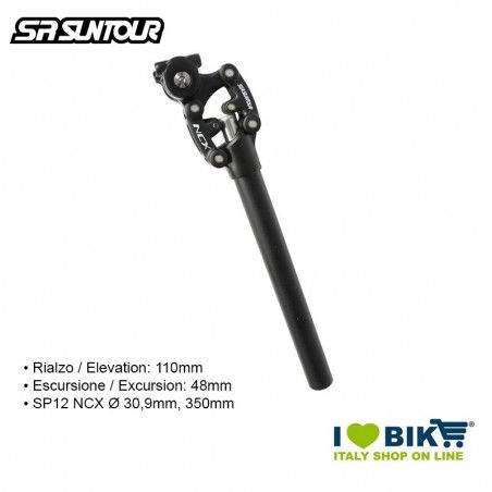 Cushioned seatpost diam. 30,9mm 350mm medium spring  black SUNTOUR - 1