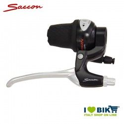 Coppia leve freno V-BRAKE 4 dita per comando cambio destro nero argento alluminio SACCON - 1 2
