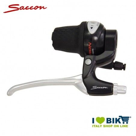 Coppia leve freno V-BRAKE 4 dita per comando cambio destro nero argento alluminio SACCON - 2