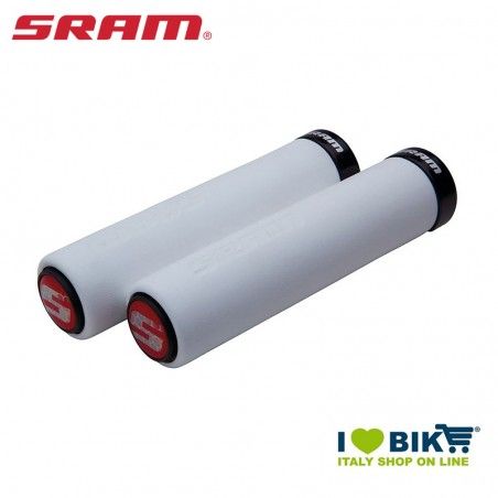 Manopola soffice per GripShift 129mm bianco con collarino nero + tappi Sram - 1