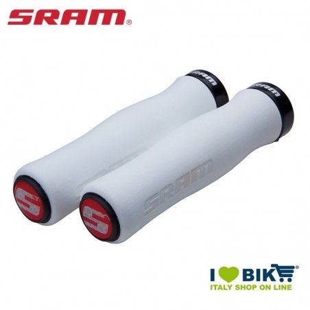 Manopola soffice per GripShift 129mm bianco con collarino nero e tappi Sram - 1