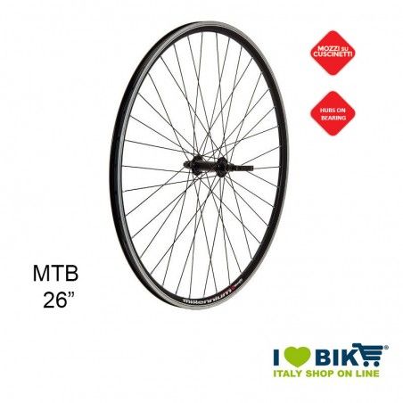 Ruota 26 Mtb V-24 posteriore Nera a cassetta Shimano 8/9 v 36 fori nero tornito  - 1