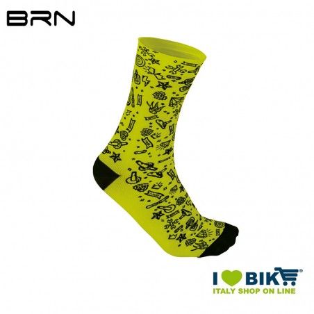 Calzini Ciclismo BRN Rock'n' Roll Giallo Fluo/Nero BRN - 1