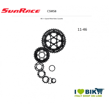 Pacco pignoni 11 V 11-46 Sunrace Nero MS8  - 2