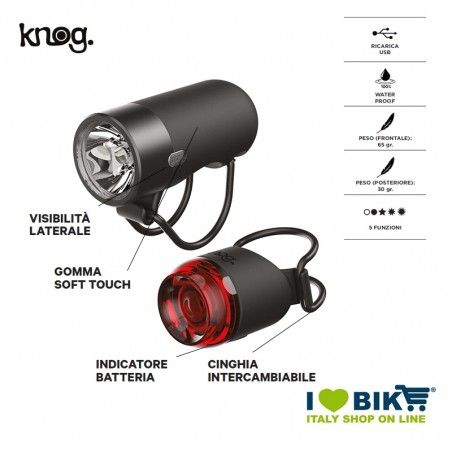 Kit Led Light Front + Rear 250lumen+10lumen Knog PLUG Knog - 1