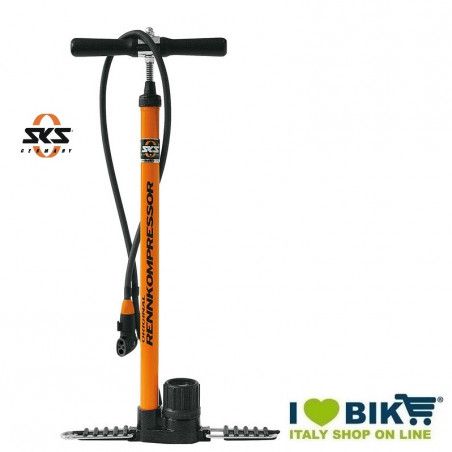 Rennkompressor SKS metal floor pump orange Multi Valve  - 1