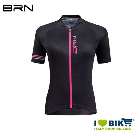 BRN Cross Road cycling short sleeve jersey woman black fuxia fluo BRN - 1