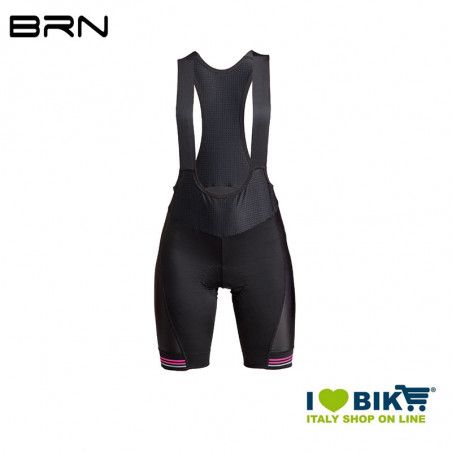 Pantaloncino Ciclismo Donna BRN con bretelle, Nero fuxia fluo BRN - 1