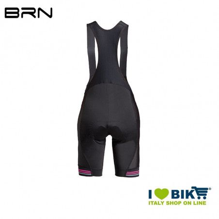 Pantaloncino Ciclismo Donna BRN con bretelle, Nero fuxia fluo BRN - 2