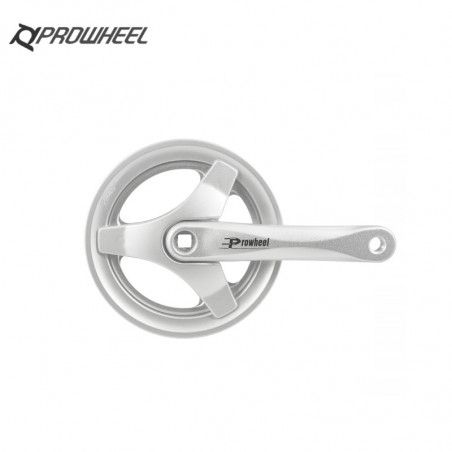 Silver aluminium crankset with chain guard 42 teeth Silver  - 1