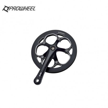 Black aluminium crankset with chain guard 52 teeth  - 1