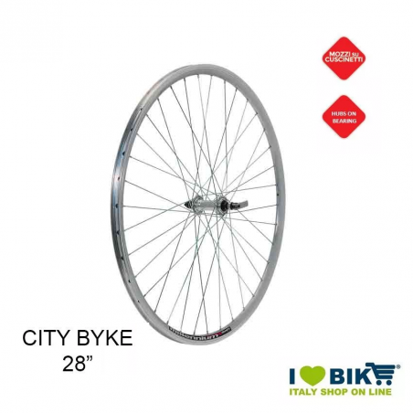 Wheel 28 City-Bike V-24 front Silver 36 holes silver turned  - 1