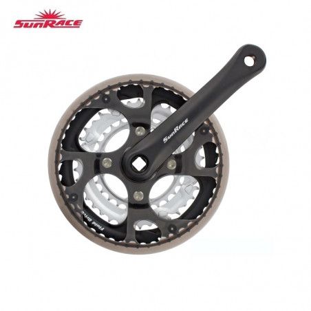 Guarnitura in alluminio Trekking 28-38-48 Sunrace nera/silver (Dx + Sx)  - 1