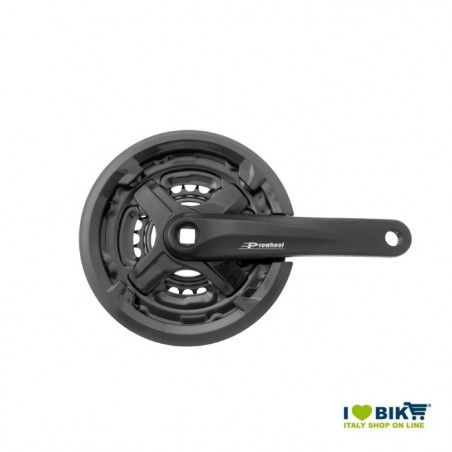 Guarnitura in alluminio Mtb  nera con Paracatena 24/34/42 (Dx + Sx)  - 1