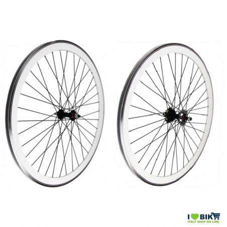 Ruote Fixed 28 36 raggi Mozzi con sfere colore Bianco RMS - 2