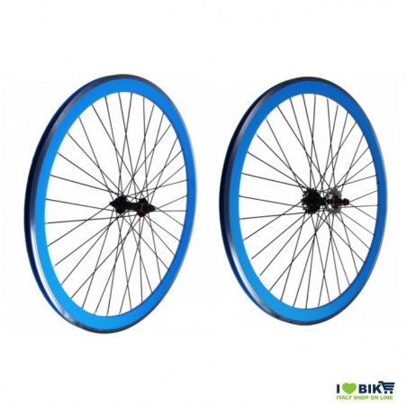 Wheels Fixed 28 36 spokes Hubs on bearings colour Blue RMS - 2