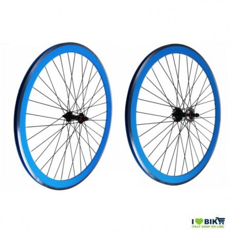 Ruote Fixed 28 36 raggi Mozzi con sfere colore Blu RMS - 2