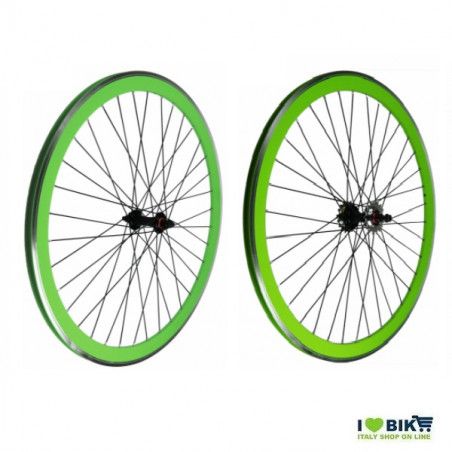 Ruote Fixed 28 36 raggi Mozzi con sfere colore Verde RMS - 2