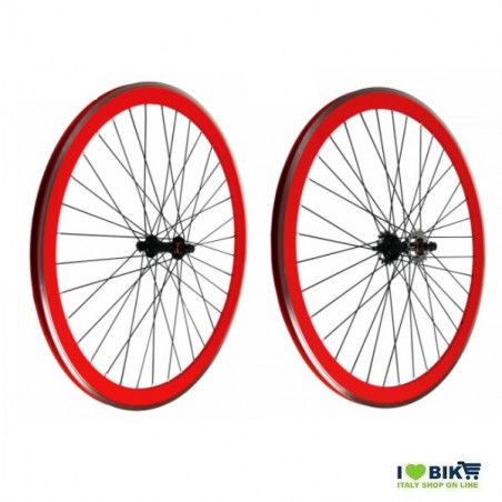 Wheels Fixed 28 36 spokes Hubs with spheres colour Red RMS - 2