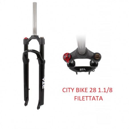 28 mm aluminium shock-absorbed City Bike fork 1.1/8 Haed-Set threaded  - 1