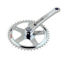Steel crankset with 42 chrome-plated teeth (right + left) PROWHEEL - 1