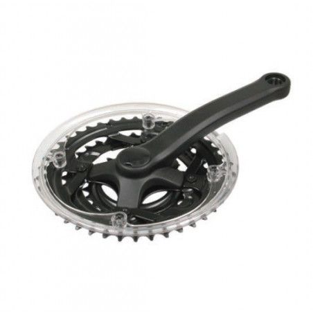 Guarnitura plastificata Mtb 42/34/24 nera (Dx + Sx)  - 1
