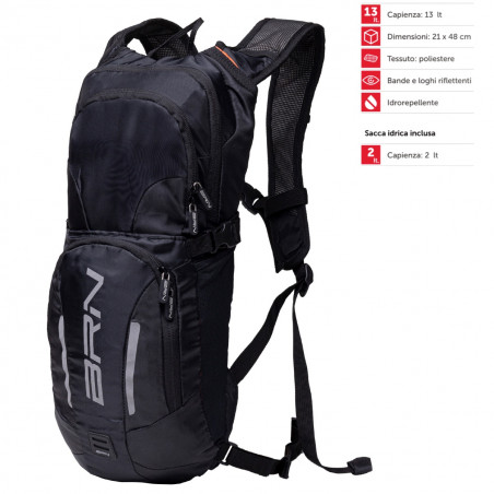 Zaino BRN LARGE NERO 13 litri  - 1