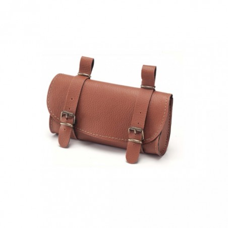 Dark brown imitation leather saddle bag BONIN - 1