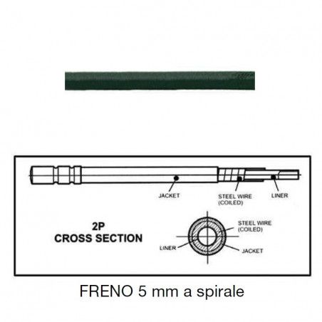 Guaina freno 5 mm con Teflon tipo spirale nera 1 metro  - 1