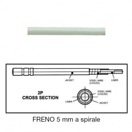 brake cable 5 mm Teflon type with white spiral 1 meter BRN - 1
